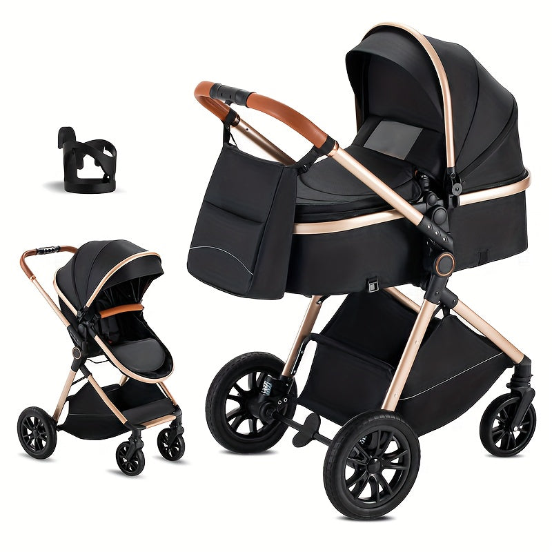2-in-1 Convertible Baby Stroller with Bassinet - All-in-One Travel System, One-Hand Fold, Storage Basket & Undercarriage, Reclining Seat & Standing Position, Large Wheels with Suspension, Safety Harness - Heavy-Duty Metal Frame for Newborns 0-36