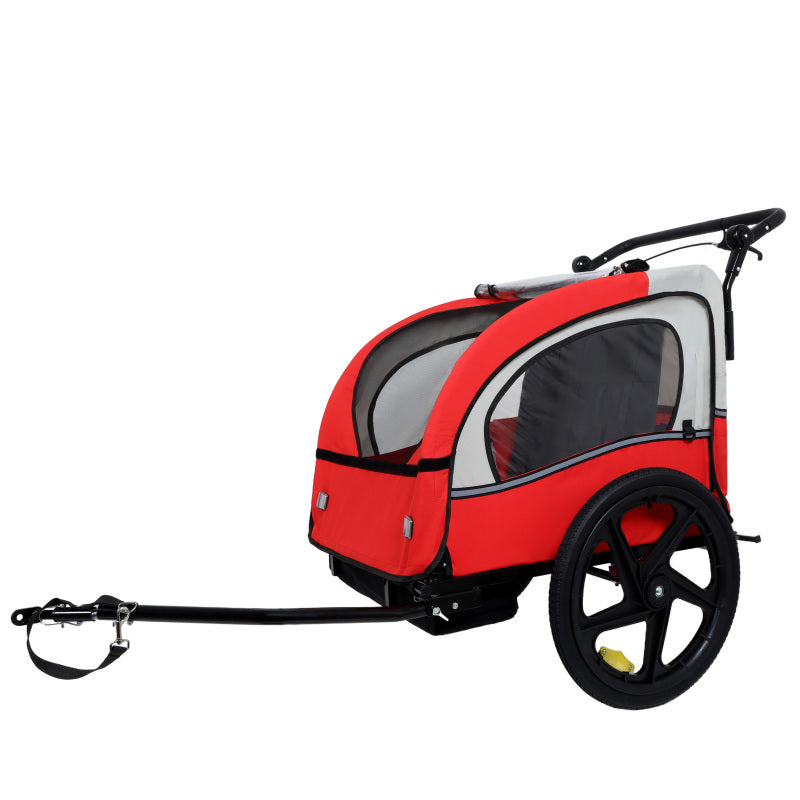 2-in-1 Double Carrier Bike Trailer & Stroller - Heavy-Duty Foldable Jogger w\u002F5-Point Harnesses, 20” Inflatable Tires, UV Canopy & All-Terrain Traction - Converts to Push Stroller (No Bike Needed) for Twins,, up to 88 lbs