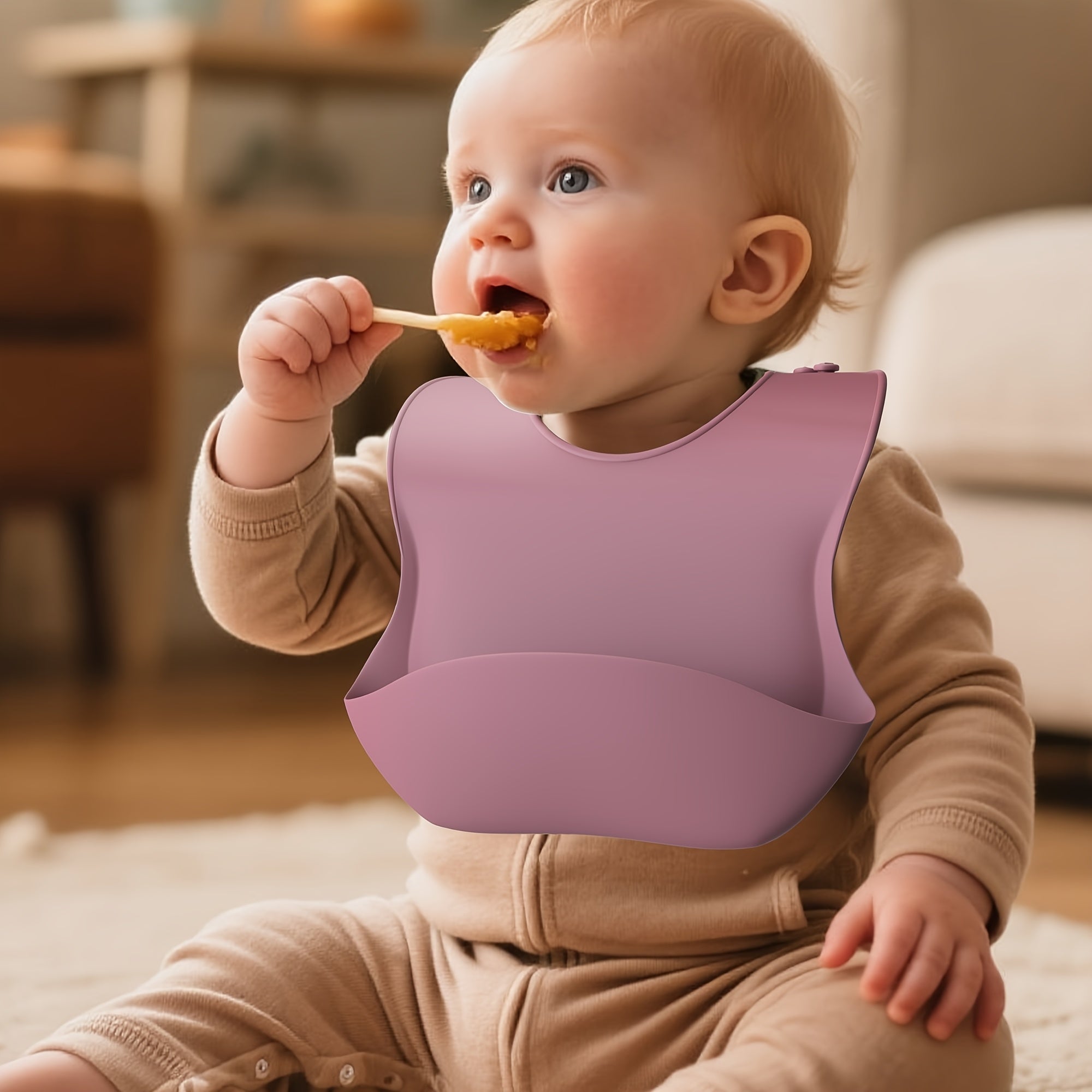 AI BEI PARENT CO. Soft Silicone Baby Bib with Food Catcher - Adjustable, Non-Messy Bib for Toddlers, Easy Clean, Durable & Stylish, Baby Bib High Quality, Toddler Feeding Accessory, Ergonomic Bib Design, Nonslip Bib