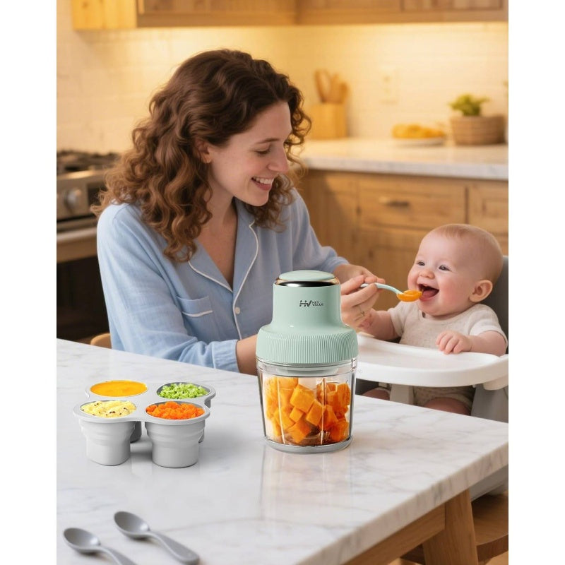 13-in-1 Food Maker Machine with Freezer Tray, Containers, Spoons & Spatula - All-in-One Fruit\u002FVegetable\u002FMeat Processor for Puree Blender, for Feeding (No Required)