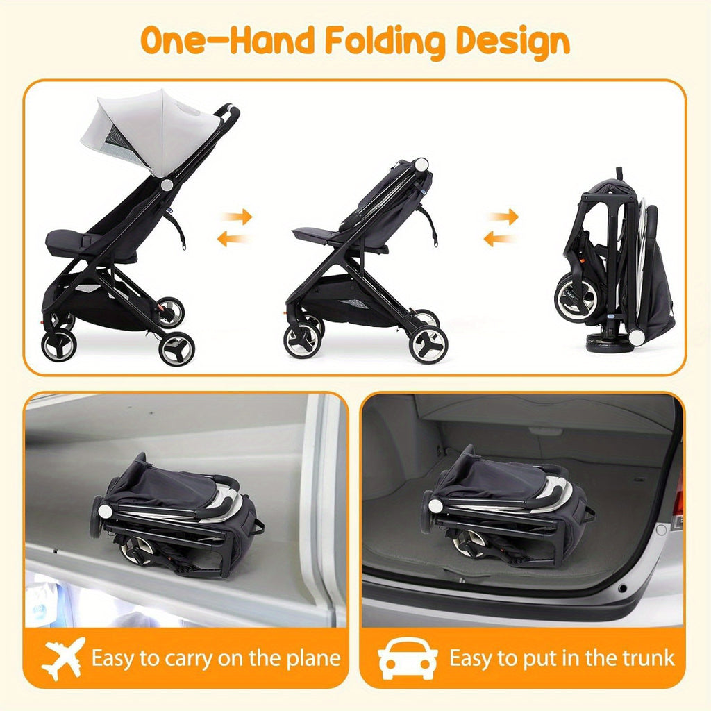 Lightweight Compact Travel Stroller with Reclining Seat and Canopy