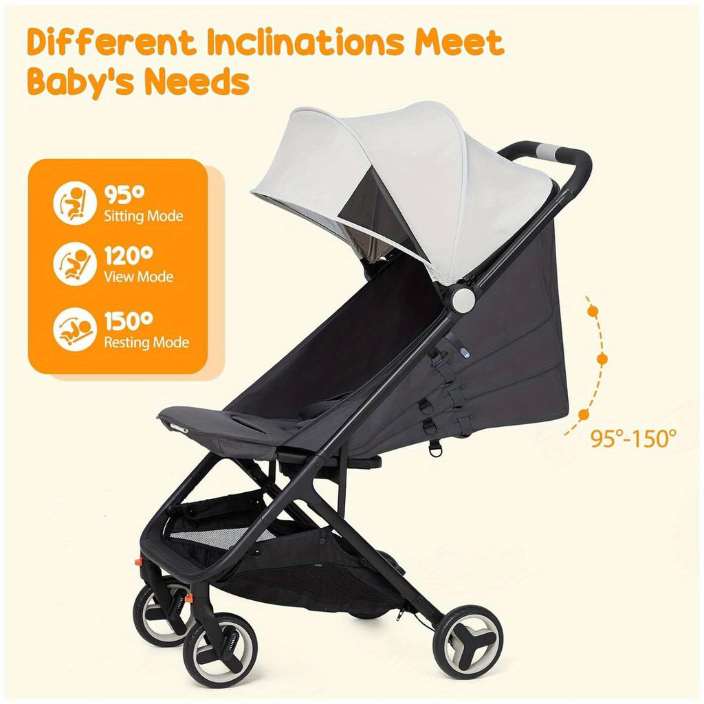 Lightweight Compact Travel Stroller with Reclining Seat and Canopy