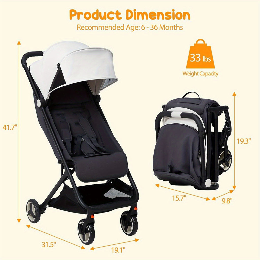 Lightweight Compact Travel Stroller with Reclining Seat and Canopy
