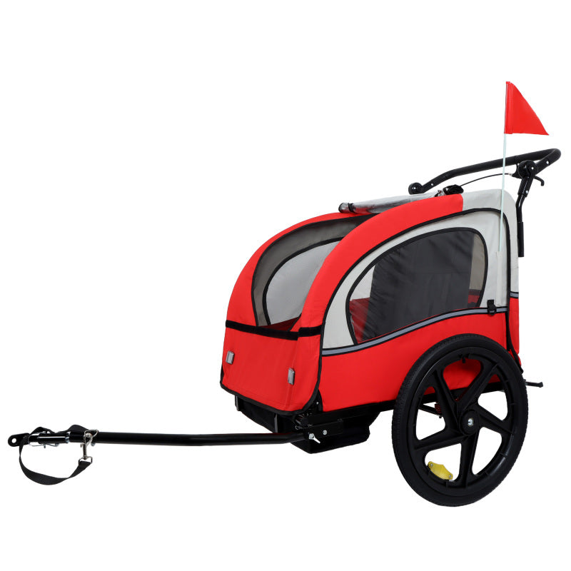 2-in-1 Double Carrier Bike Trailer & Stroller - Heavy-Duty Foldable Jogger w\u002F5-Point Harnesses, 20” Inflatable Tires, UV Canopy & All-Terrain Traction - Converts to Push Stroller (No Bike Needed) for Twins,, up to 88 lbs