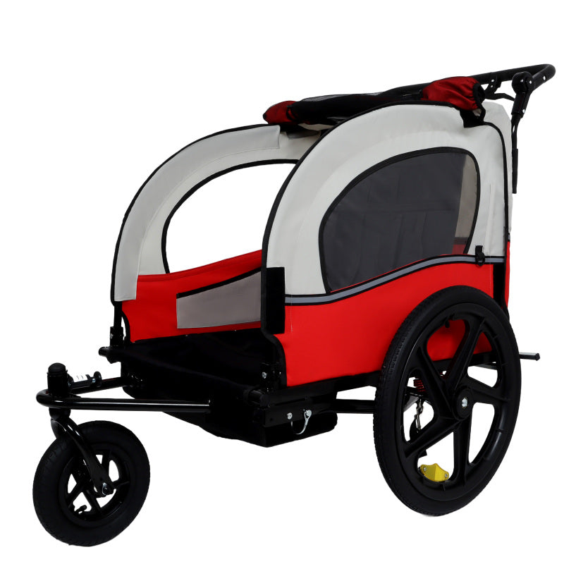 2-in-1 Double Carrier Bike Trailer & Stroller - Heavy-Duty Foldable Jogger w\u002F5-Point Harnesses, 20” Inflatable Tires, UV Canopy & All-Terrain Traction - Converts to Push Stroller (No Bike Needed) for Twins,, up to 88 lbs