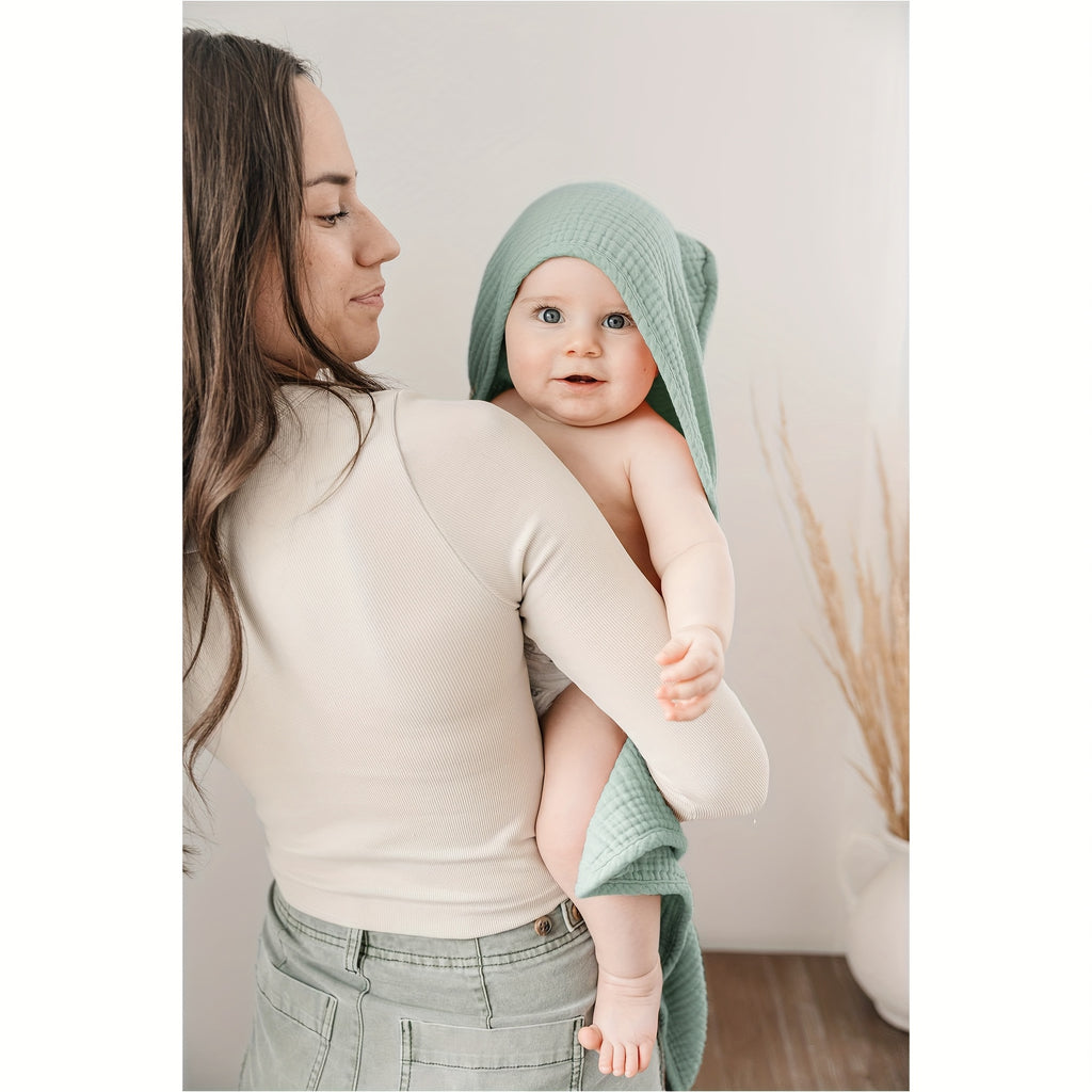 2-Pack 100% Cotton Muslin Hooded Baby Bath Towels - Ultra-Soft & Absorbent Extra Large 30\