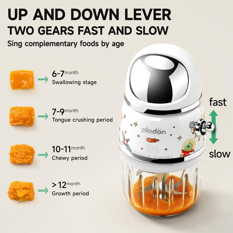 Food Maker Machine - Electric Mini Food Processor with Glass Bowl & 6-Blade System, Portable Puree Blender Grinder Chopper for Food, for (0.0-39.37ft+) - for pets food (Compatible with Plug)