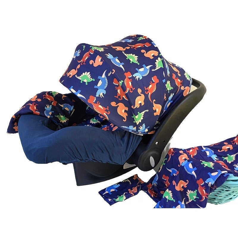 9pcs\u002Fset, Soft Breathable Cartoon Pattern Car Seat Cover Set, Including Car Seat Cover, Canopy, Headrest, Blanket, 2 Seat Belt Cushion Covers, Armrest Cushion Cover, Hat And Multi-Purpose Nursing Cover, Car Seat Not Included