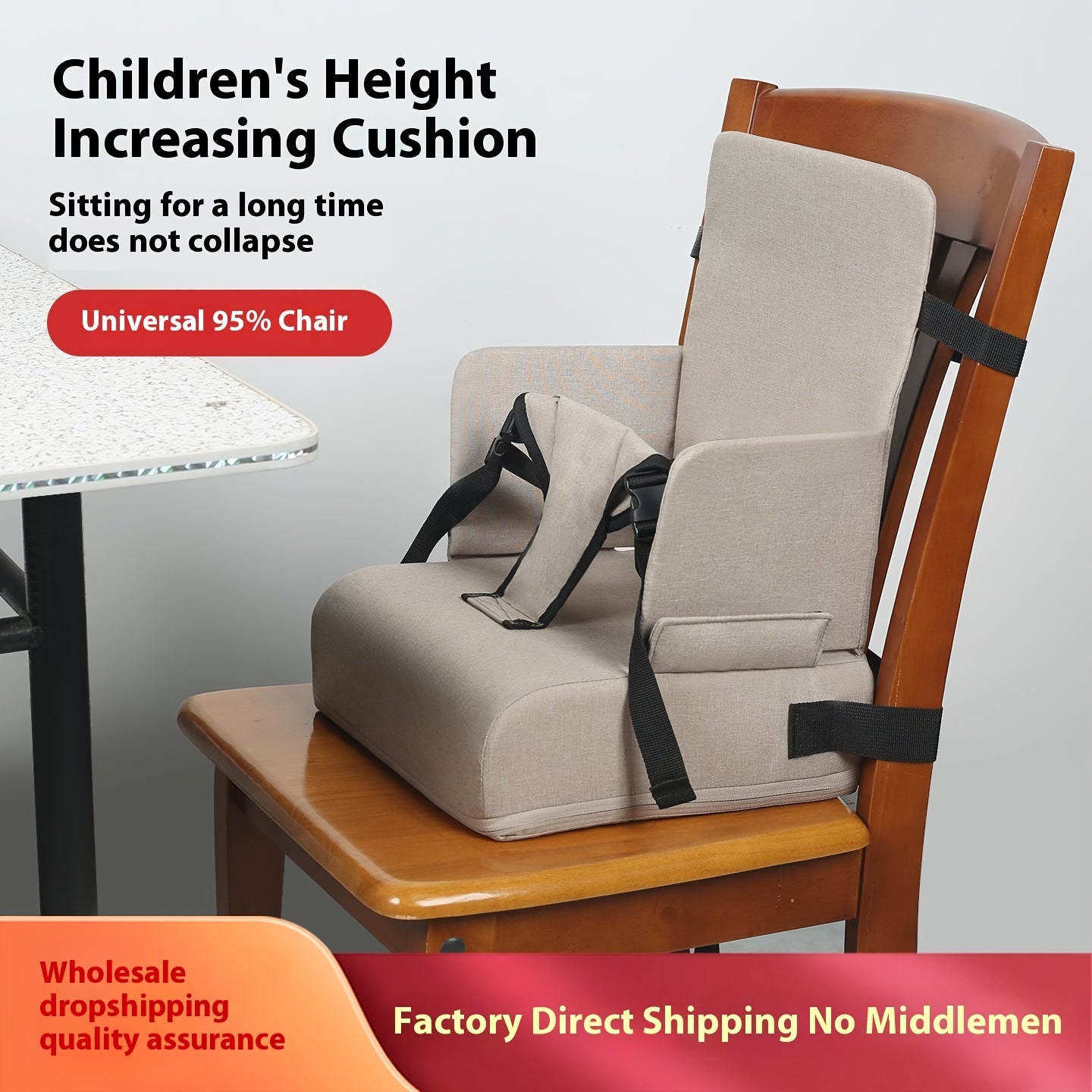 Lightweight|Foldable Lightweight Foldable Booster Seat Cushion | Adjustable Height, Backpack-style High Chair for Dining & Learning, Grey\u002FBlack, No Assembly, Portable for School, Travel