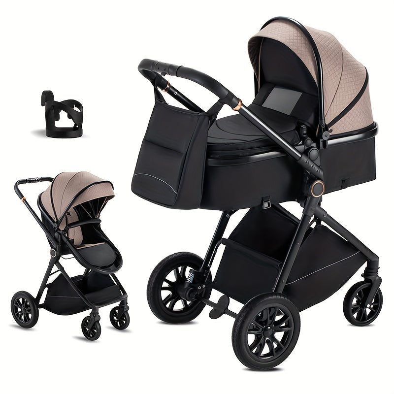 2-in-1 Convertible Baby Stroller with Bassinet - All-in-One Travel System, One-Hand Fold, Storage Basket & Undercarriage, Reclining Seat & Standing Position, Large Wheels with Suspension, Safety Harness - Heavy-Duty Metal Frame for Newborns 0-36