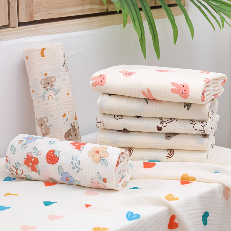 Three New Baby Bath Towels Made of Double-Layer Gauze , Absorbent And Lightweight for Summer, Suitable for Bathing And As a Blanket.