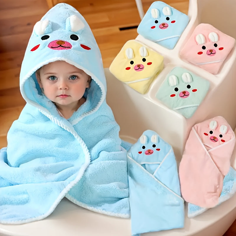 Adorable Baby Towels 4pcs Super Absorbent & Soft Polyester Baby Bath Towels | Adorable Cartoon Design, Perfect for Boys & Girls, Ideal Holiday Gift, Hand Wash Only