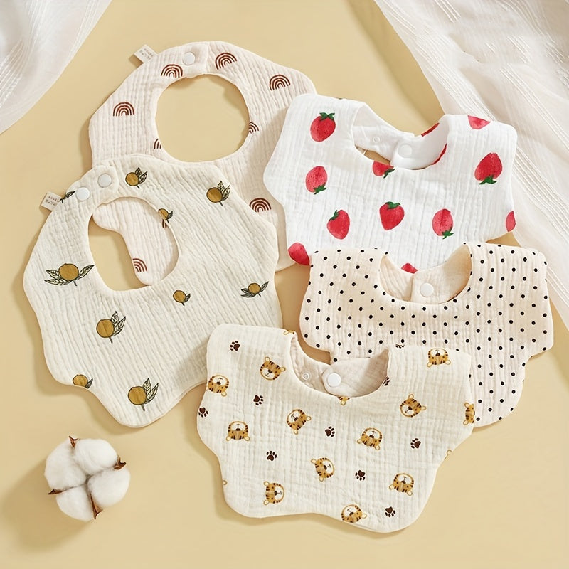 Random 3pcs Cotton Gauze Baby Bib Babies Accessories Newborn Baby Apron Feeding Bib 6 Layer Muslin Burp Cloths Kids Saliva Towel New Born