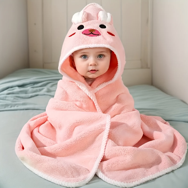 Adorable Baby Towels 4pcs Super Absorbent & Soft Polyester Baby Bath Towels | Adorable Cartoon Design, Perfect for Boys & Girls, Ideal Holiday Gift, Hand Wash Only