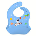 AI BEI PARENT CO. Silicone Bibs for Babies & Toddlers - Adjustable BPA-Free Soft Durable Bibs with Large Pocket, Space-Themed Design (Rocket, Planets, Stars) - Easy-to-Eat Food Catcher for Toddlers, Baby Bibs, Playful Babyware