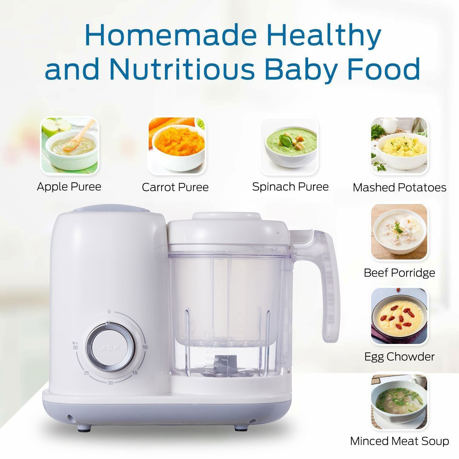 Baby Food Maker, One Step Multifunctional Steamer Puree Blender, Homemade Baby Food, Quick Clean, Quick Puree, Baby Meal Prep, Spacesaving Compact Design, Durable Plastic, New Parents Busy Moms