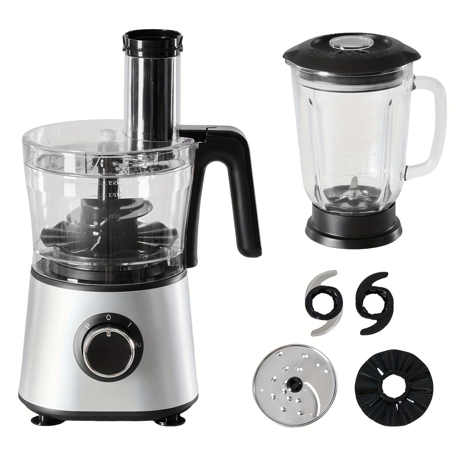 300W Electric Food Processor & Blender | 2-in-1 Chopper for Dough, Meat, Veggies | 2 Speeds, Safety Lock, Dishwasher Safe, Material, 120V Plug Powered, 2 Cup Capacity