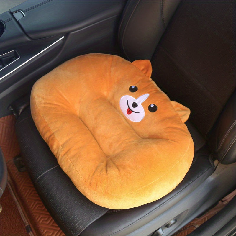 Breathable Plush Car Booster Cushion with Cartoon Cat Design - Soft, Lightweight, All-Season Use, Rectangular Shape, No Filler, Hand Washable, Perfect for Summer, Summer Car Accessory, Playful Design