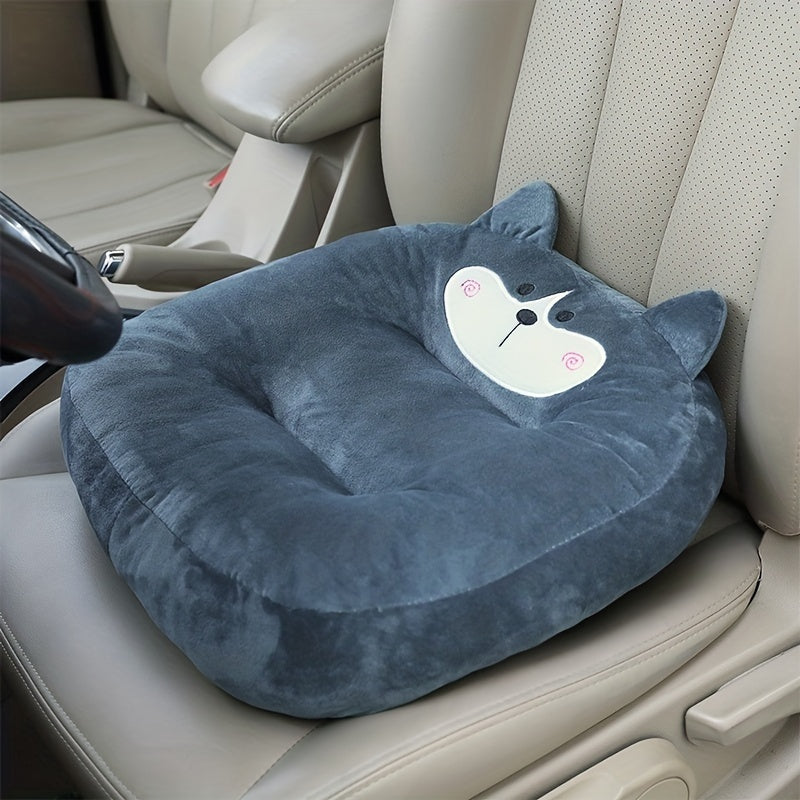 Breathable Plush Car Booster Cushion with Cartoon Cat Design - Soft, Lightweight, All-Season Use, Rectangular Shape, No Filler, Hand Washable, Perfect for Summer, Summer Car Accessory, Playful Design