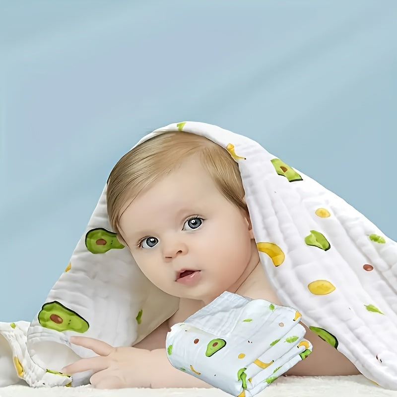 2pcs Baby Gauze Bath Towel and Holding Blanket | Soft and Absorbent, Cute Animal Pattern, Easy to Dry, Suitable for Bathing, Wrapping, Beach Use, for all Seasons, Hand Wash Only
