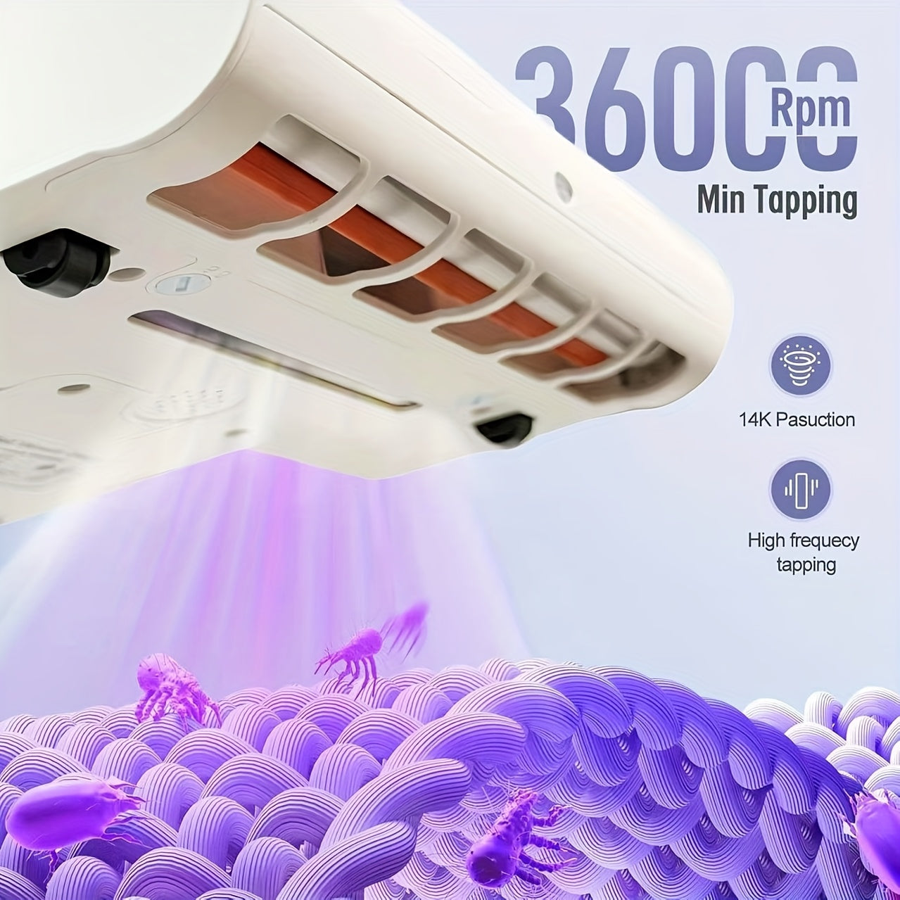 Corded Bed Vacuum Cleaner with UV-C Sanitization & 131°F Heating, Soundwave technology Mite Removal, Heavy-Duty 15KPa Suction for Mattress, Sofa, Bedding --in Vacuum Suitable for, Dorm, Hotel Use