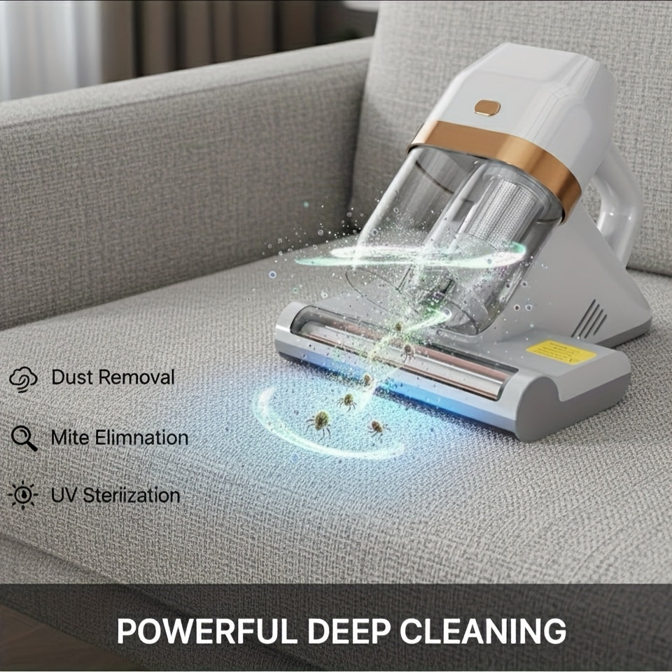 Corded Bed Vacuum Cleaner with UV-C Sanitization & 131°F Heating, Soundwave technology Mite Removal, Heavy-Duty 15KPa Suction for Mattress, Sofa, Bedding --in Vacuum Suitable for, Dorm, Hotel Use
