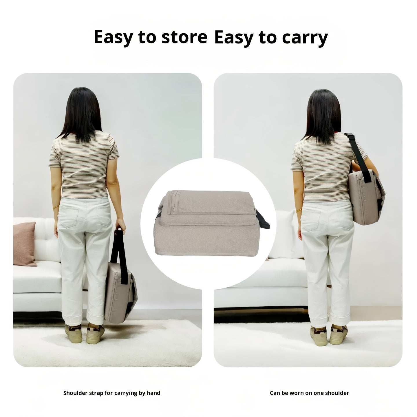 Lightweight|Foldable Lightweight Foldable Booster Seat Cushion | Adjustable Height, Backpack-style High Chair for Dining & Learning, Grey\u002FBlack, No Assembly, Portable for School, Travel