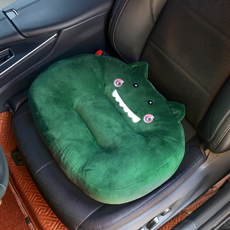 Breathable Plush Car Booster Cushion with Cartoon Cat Design - Soft, Lightweight, All-Season Use, Rectangular Shape, No Filler, Hand Washable, Perfect for Summer, Summer Car Accessory, Playful Design