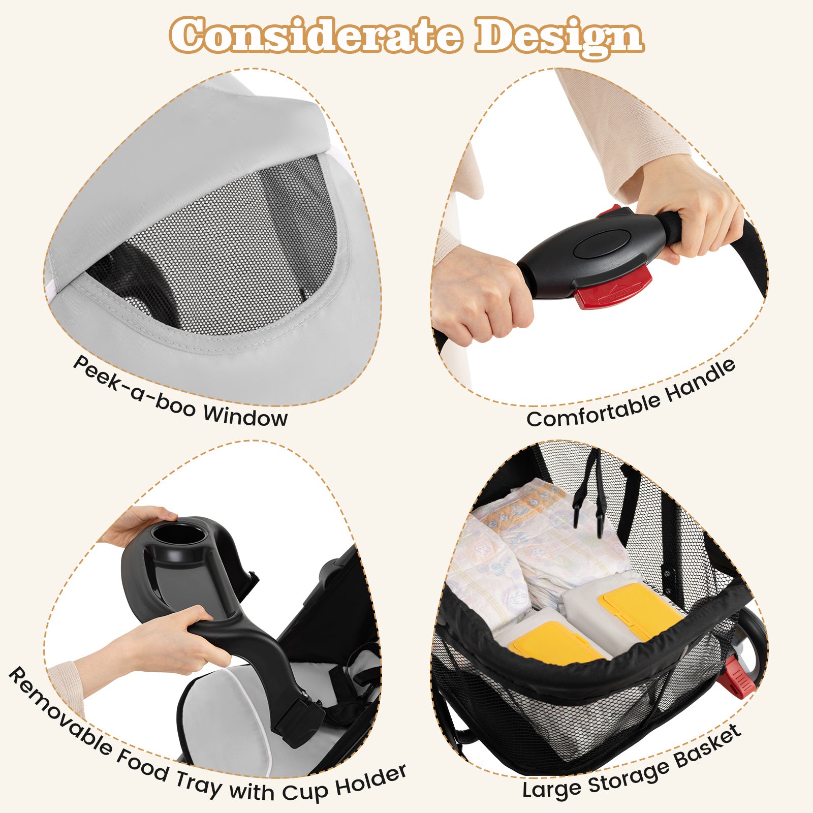 COSTWAY Foldable Baby Stroller Kids Travel Pushchair 5-Point Safety Harness Storage Basket.