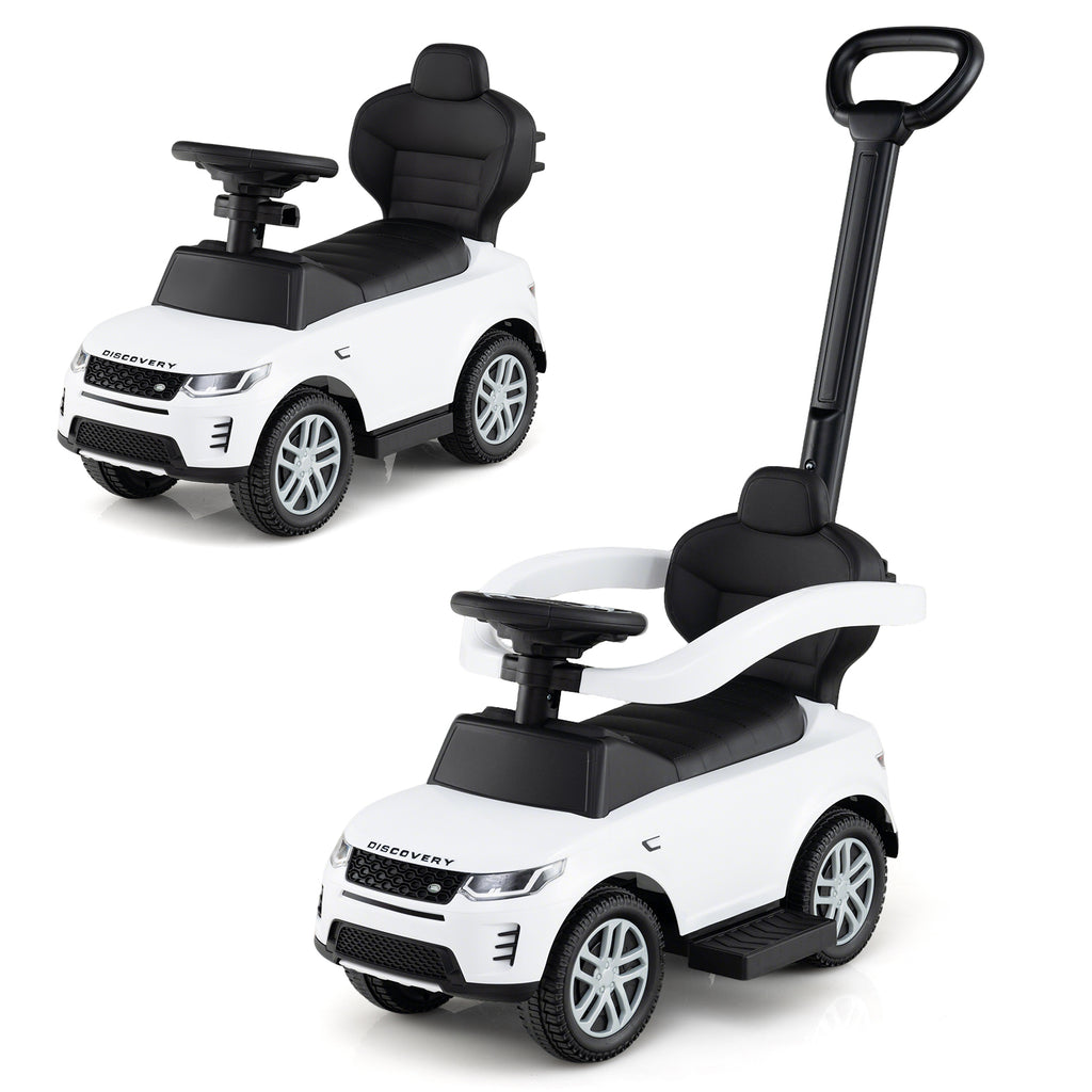 COSTWAY Licensed for LAND for RoveR Kids Ride on Push Car, 3-in-1 Grow-with-Me Stroller Walker & Ride-On Vehicle for Toddlers 18-36 Months, White & Black with Start-Up Sounds, Steering Wheel, -Rollover Design & Under-Seat Storage (Parent-