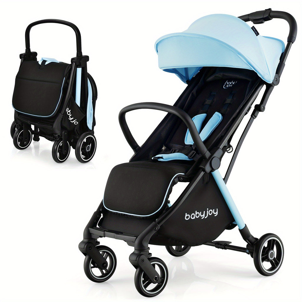 LIFEFZEAL Portable Youngsters Stroller - One-Hand Fold Pushchair with Aluminum Frame, Adjustable Canopy, and Shock-Absorbing Wheels - Available in Blue, Gray, Black, Pink, Shock-Absorbing Wheels, Available In Blue, Gray, Black, Pink