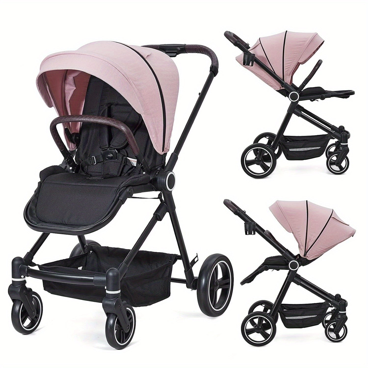 2-in-1 Baby Stroller Reversible Stroller, Bassinet with One-Hand Fold for Easy Access Stroller with Recliner and Extra Large Canopy