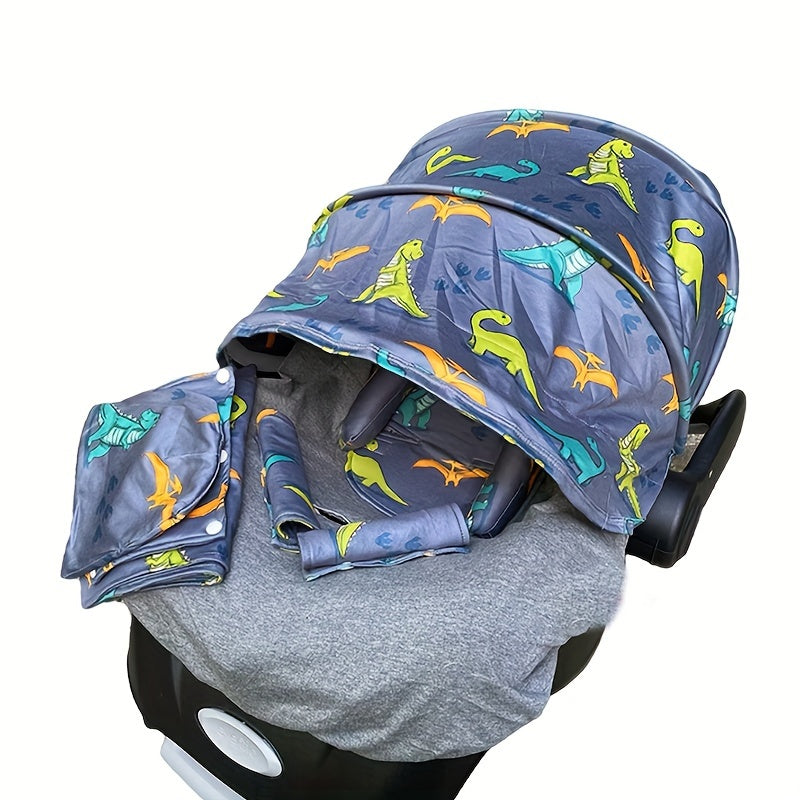 9pcs\u002Fset, Soft Breathable Cartoon Pattern Car Seat Cover Set, Including Car Seat Cover, Canopy, Headrest, Blanket, 2 Seat Belt Cushion Covers, Armrest Cushion Cover, Hat And Multi-Purpose Nursing Cover, Car Seat Not Included