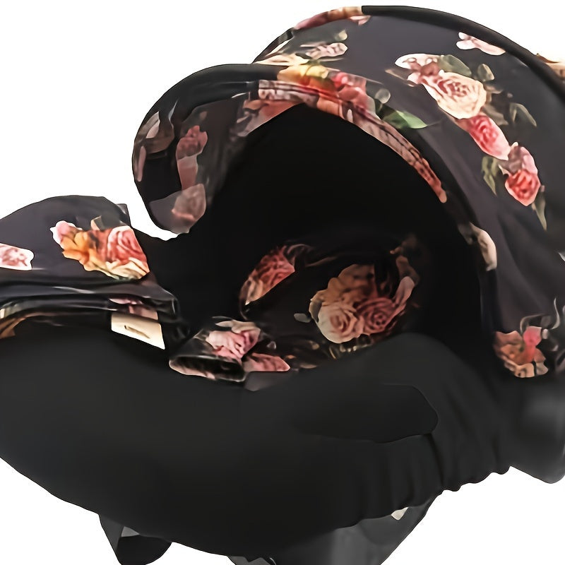 Infant car seat cover set, comfortable, soft and breathable, including car seat cover, canopy, headrest, blanket, 2 seat belt covers, armrest covers, hat and multi-purpose car seat cover and nursing cover, As Halloween, Chrismas Gift