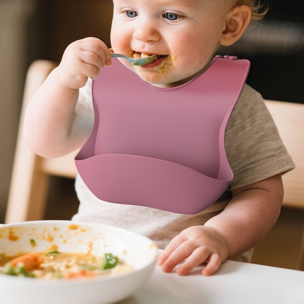 AI BEI PARENT CO. Soft Silicone Baby Bib with Food Catcher - Adjustable, Non-Messy Bib for Toddlers, Easy Clean, Durable & Stylish, Baby Bib High Quality, Toddler Feeding Accessory, Ergonomic Bib Design, Nonslip Bib