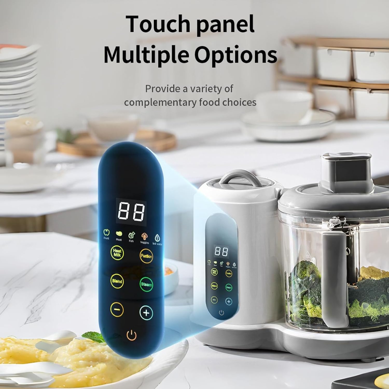 Baby Food Maker with Steam Basket | One Step Processor Steamer Puree Blender, Auto Cooking Grinding and Sterilizing, Touch Screen Control, BPA-Free, Made of ABS Material