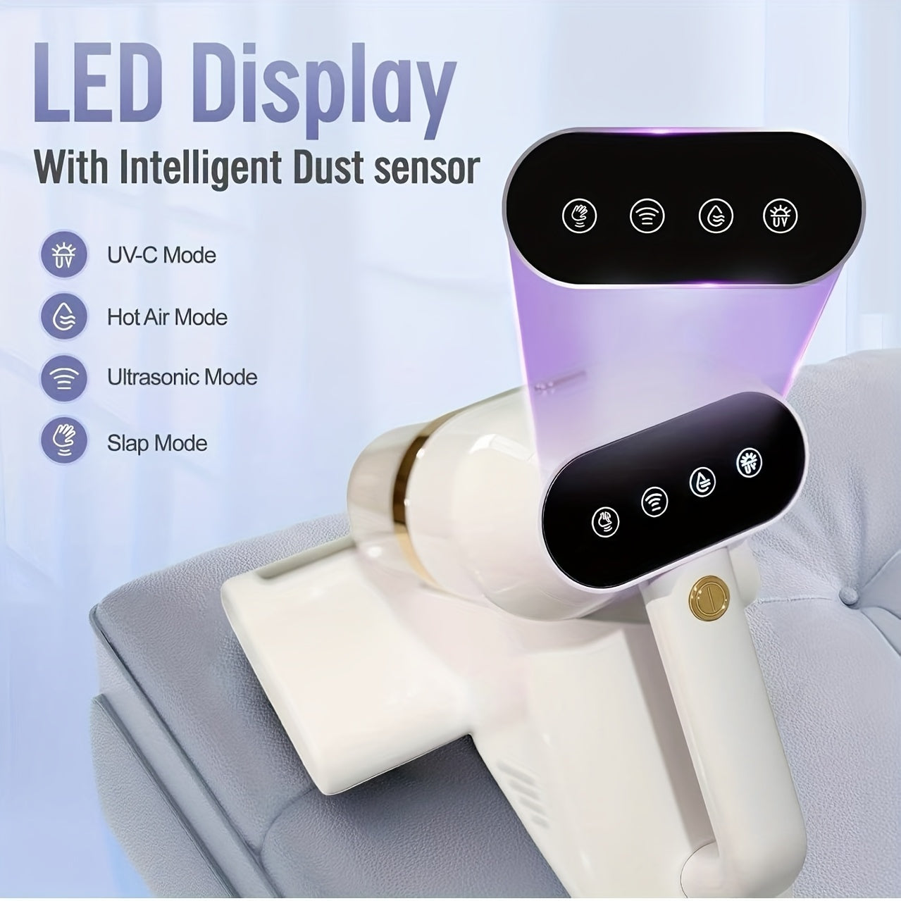 Corded Bed Vacuum Cleaner with UV-C Sanitization & 131°F Heating, Soundwave technology Mite Removal, Heavy-Duty 15KPa Suction for Mattress, Sofa, Bedding --in Vacuum Suitable for, Dorm, Hotel Use