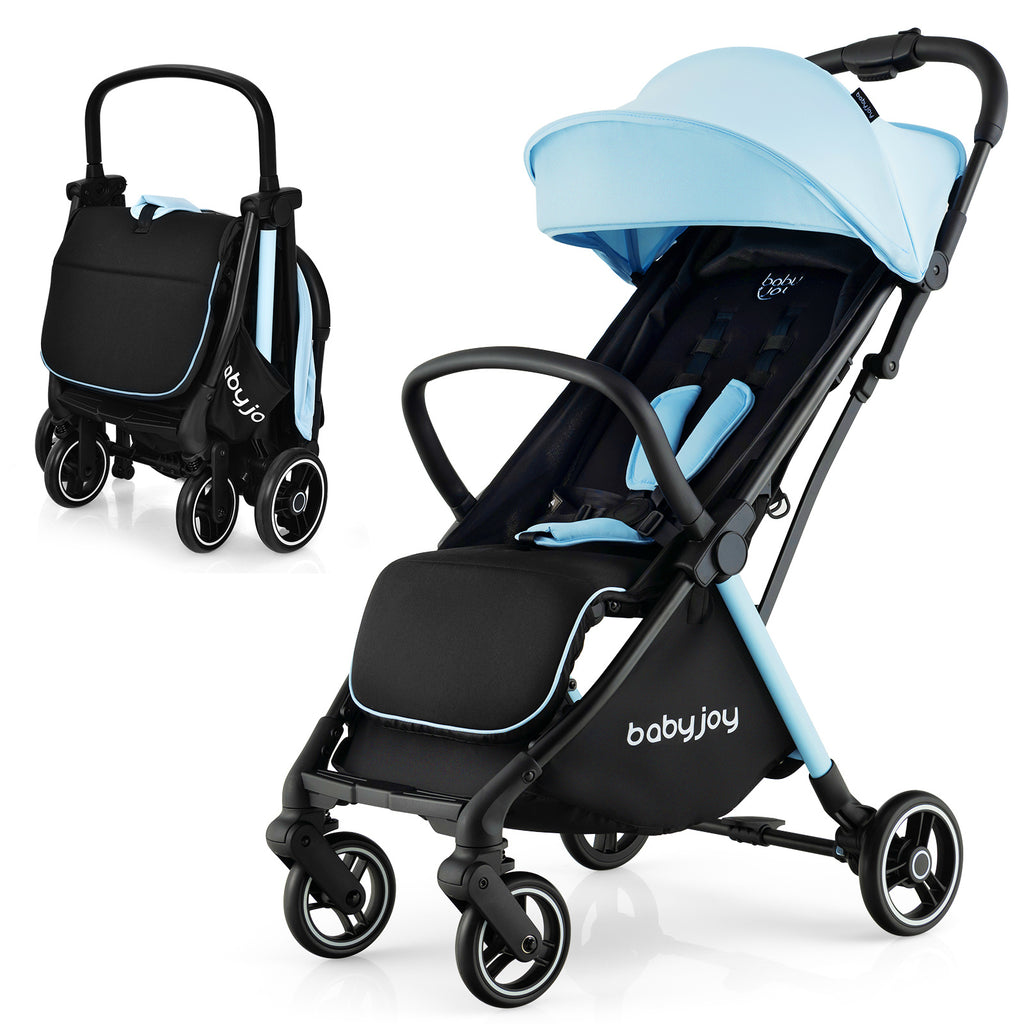 LIFEFZEAL Portable Youngsters Stroller - One-Hand Fold Pushchair with Aluminum Frame, Adjustable Canopy, and Shock-Absorbing Wheels - Available in Blue, Gray, Black, Pink, Shock-Absorbing Wheels, Available In Blue, Gray, Black, Pink