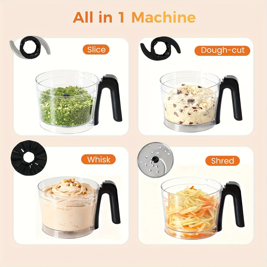 Food Processor Blender for Vegetable, Dough, Electric Food Processors Slicing 6 Cup for Meat, Puree, 2 Speeds, Sharp Blades, Safety Lock with 50.72oz Glass Jar