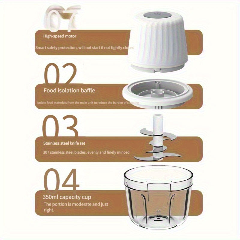 Wireless Electric Food Processor - Multi-functional Household Meat Grinder And Vegetable Chopper For Baby Food, Say Goodbye To Tedious Manual Operation, A High-efficiency Kitchen Essential