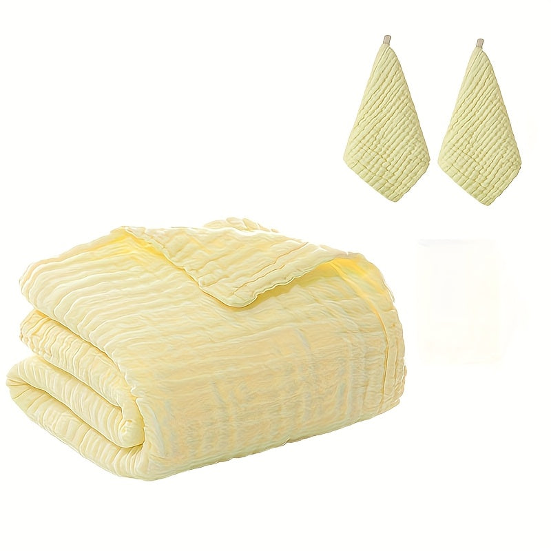41 * 41 Inch Six Layer Gauze Baby Solid Color Bath Towel, Children's Gauze Bath Towel, Pure Cotton Newborn Blanket, Ultra Soft Air-conditioned Blanket, with 2 Free Small Square Towels, Baby Home Bath Towel, Baby Blankets for Baby Girls, Blankets Gift