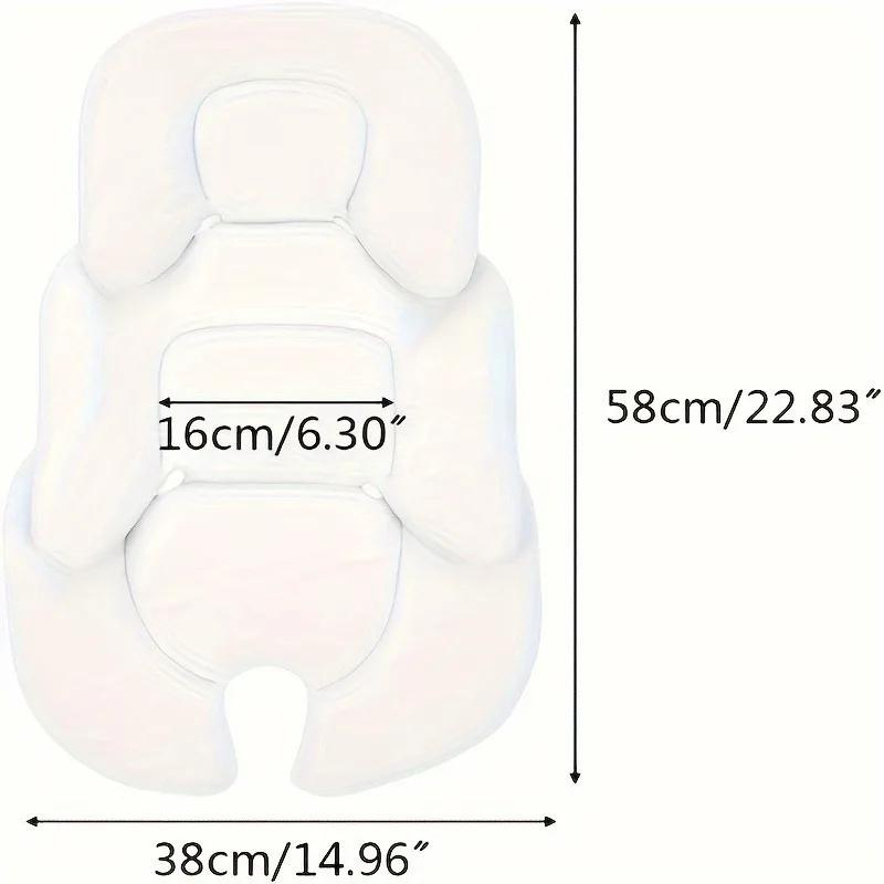 Baby Stroller Seat Cushion with Safety Harness & Adjustable Waist Protector - Double-Sided Soft Beige\u002FWhite Car Seat Pad, Compatible with Most Travel Cots, Carriers & Buggy (No Tools\u002FEasy Install) - for airplane, car, for hailing a ride -