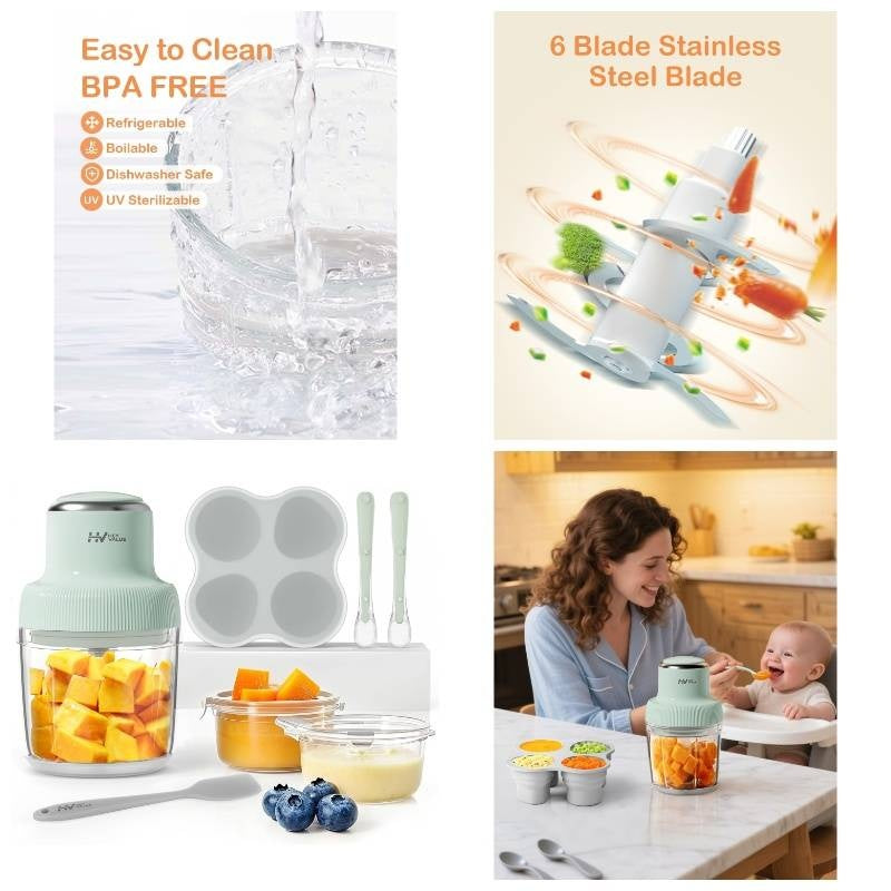 13-in-1 Food Maker Machine with Freezer Tray, Containers, Spoons & Spatula - All-in-One Fruit\u002FVegetable\u002FMeat Processor for Puree Blender, for Feeding (No Required)