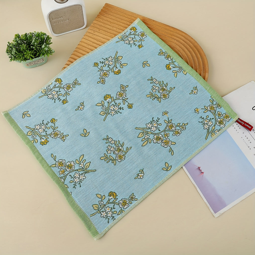 Modern Flower & Orchid Rabbit Gauze Soft Towel - 4-Ply Bath & Kitchen Towels Suitable for Bathroom, Gentle  Beige Care, Decorative Square Towel with Rabbit Flower Pattern, Hygienic Multi-Ply Design