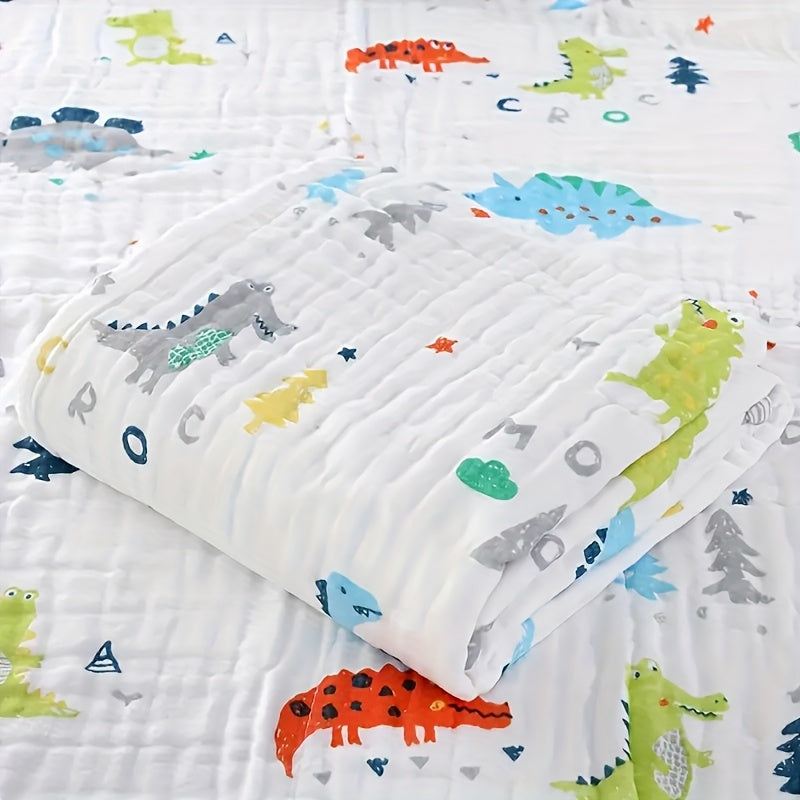 2pcs Baby Gauze Bath Towel and Holding Blanket | Soft and Absorbent, Cute Animal Pattern, Easy to Dry, Suitable for Bathing, Wrapping, Beach Use, for all Seasons, Hand Wash Only