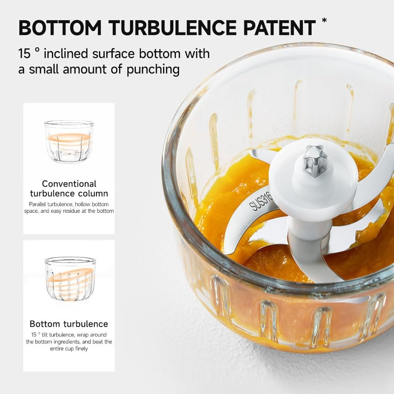 Food Maker Machine - Electric Mini Food Processor with Glass Bowl & 6-Blade System, Portable Puree Blender Grinder Chopper for Food, for (0.0-39.37ft+) - for pets food (Compatible with Plug)