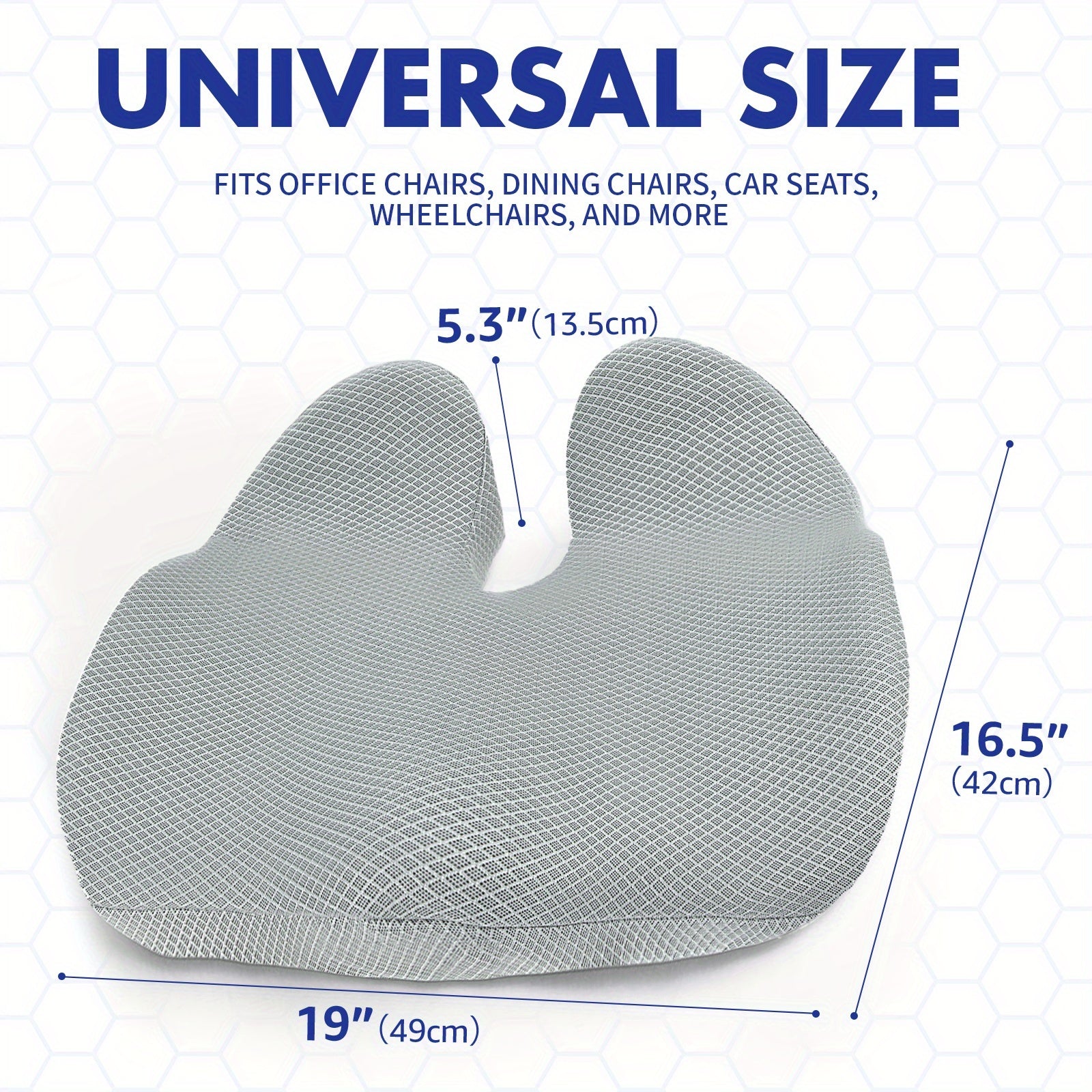 SYTOPIA Ergonomic Booster Pad for Sitting - Memory Foam, Extra Large, Washable Cover, Fits Car Seats, 19.29×16.54×5.31inch, Grey