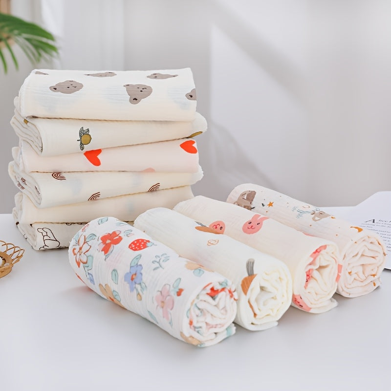 Three New Baby Bath Towels Made of Double-Layer Gauze , Absorbent And Lightweight for Summer, Suitable for Bathing And As a Blanket.