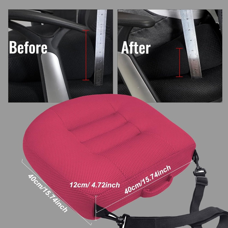 Universal Booster Seat Cushion with Adjustable Height Breathable Mesh Portable Design with Straps Imp Vision Imp Sitting Posture Str Relief Driving Office Family Outdoor - Pink, Car Seats, Car Seat Covers, Car Seat Protectors, Car Seat for