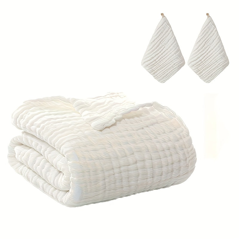 41 * 41 Inch Six Layer Gauze Baby Solid Color Bath Towel, Children's Gauze Bath Towel, Pure Cotton Newborn Blanket, Ultra Soft Air-conditioned Blanket, with 2 Free Small Square Towels, Baby Home Bath Towel, Baby Blankets for Baby Girls, Blankets Gift
